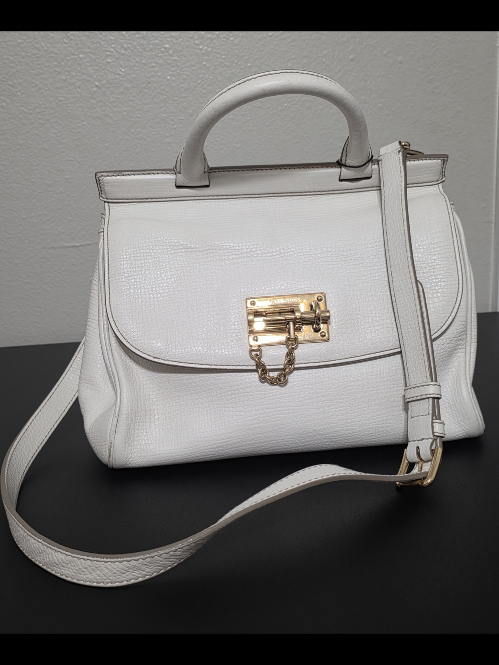 Dolce & Gabbana White Structured Satchel with Gold Hardware